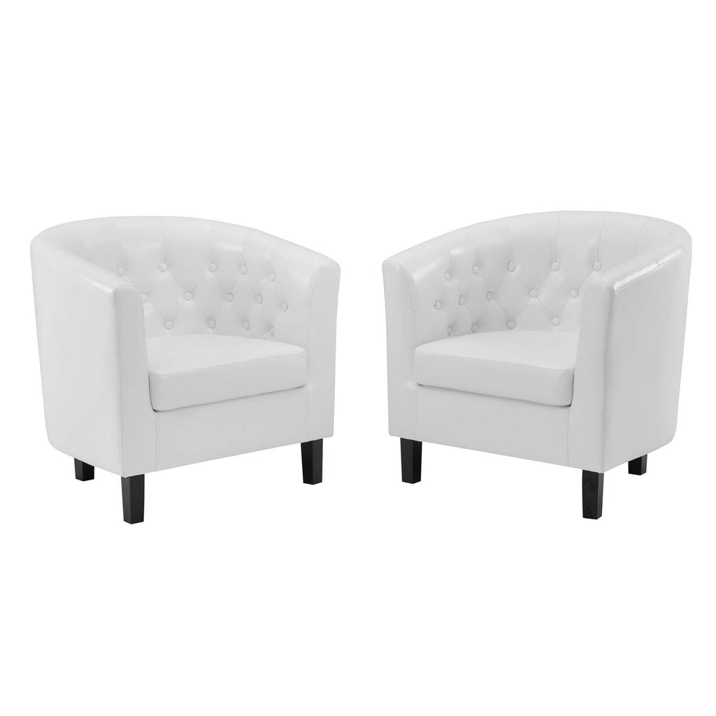 Prospect Upholstered Vinyl Armchair Set of 2 in White