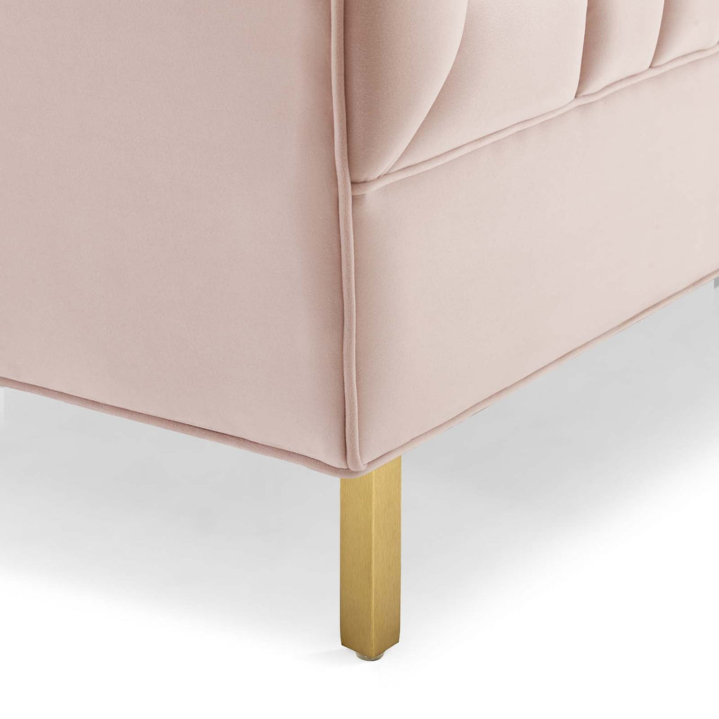 Shift Channel Tufted Performance Velvet Loveseat in Pink