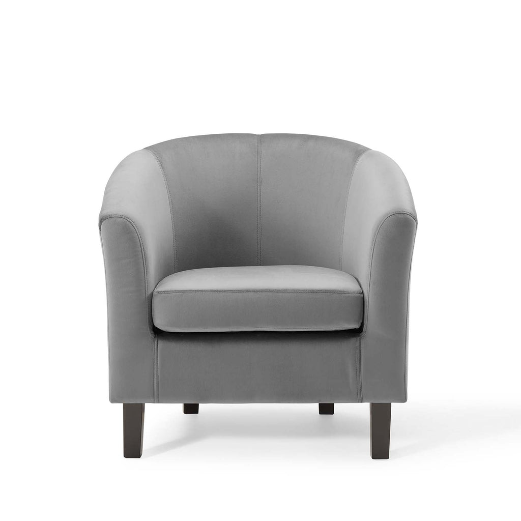 Prospect Performance Velvet Armchair in Light Gray