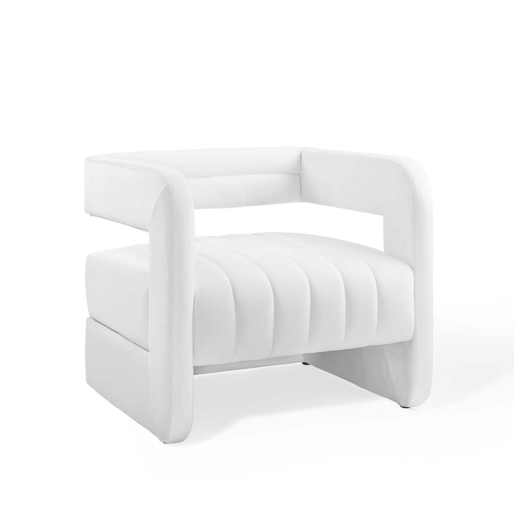 Range Tufted Performance Velvet Accent Armchair Set of 2 in White