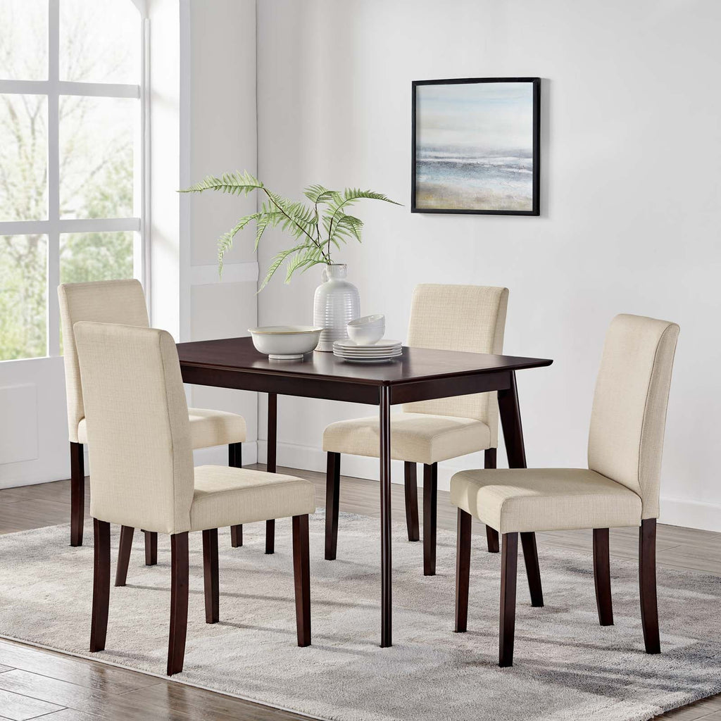 Prosper 5 Piece Upholstered Fabric Dining Set in Cappuccino Beige-4
