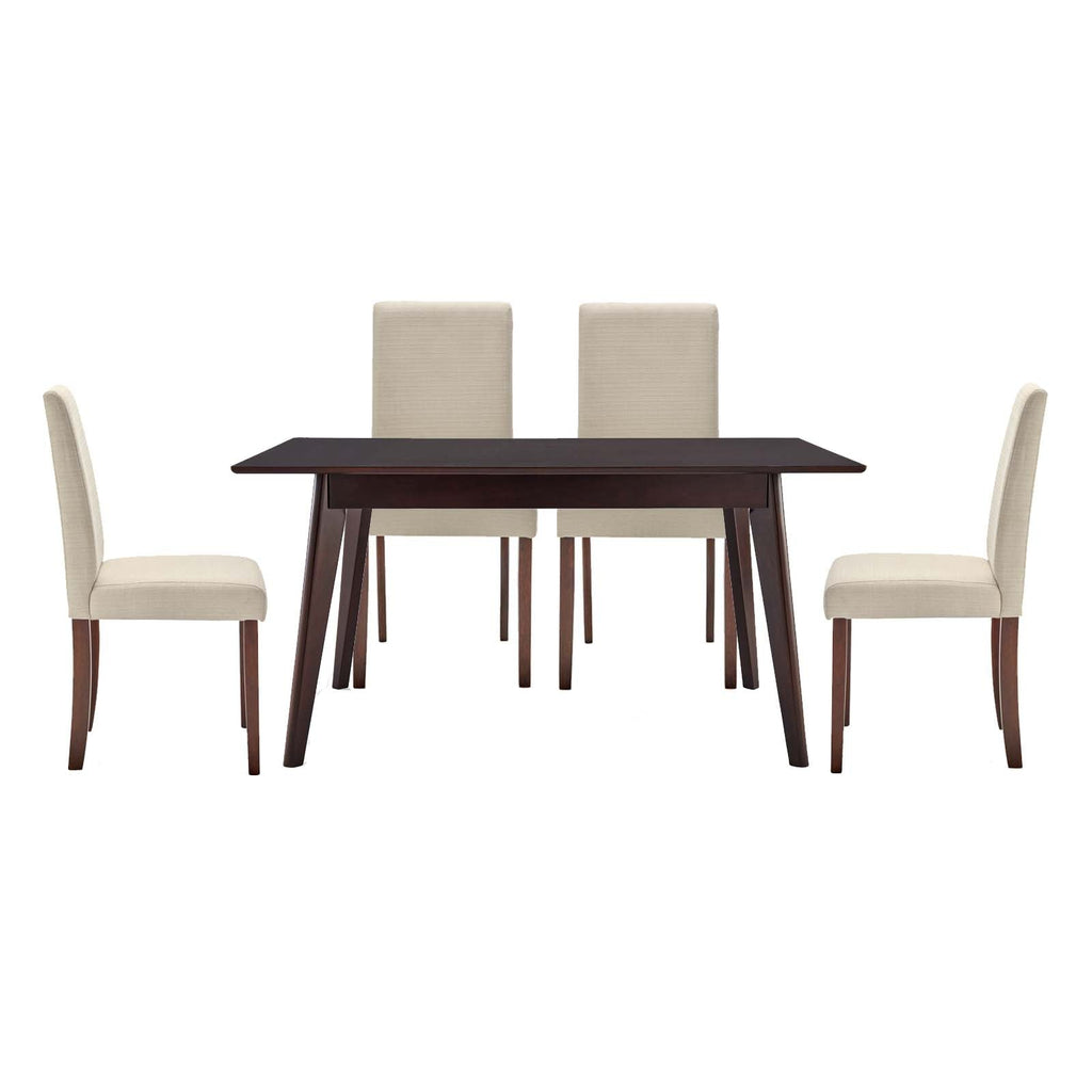 Prosper 5 Piece Upholstered Fabric Dining Set in Cappuccino Beige-4