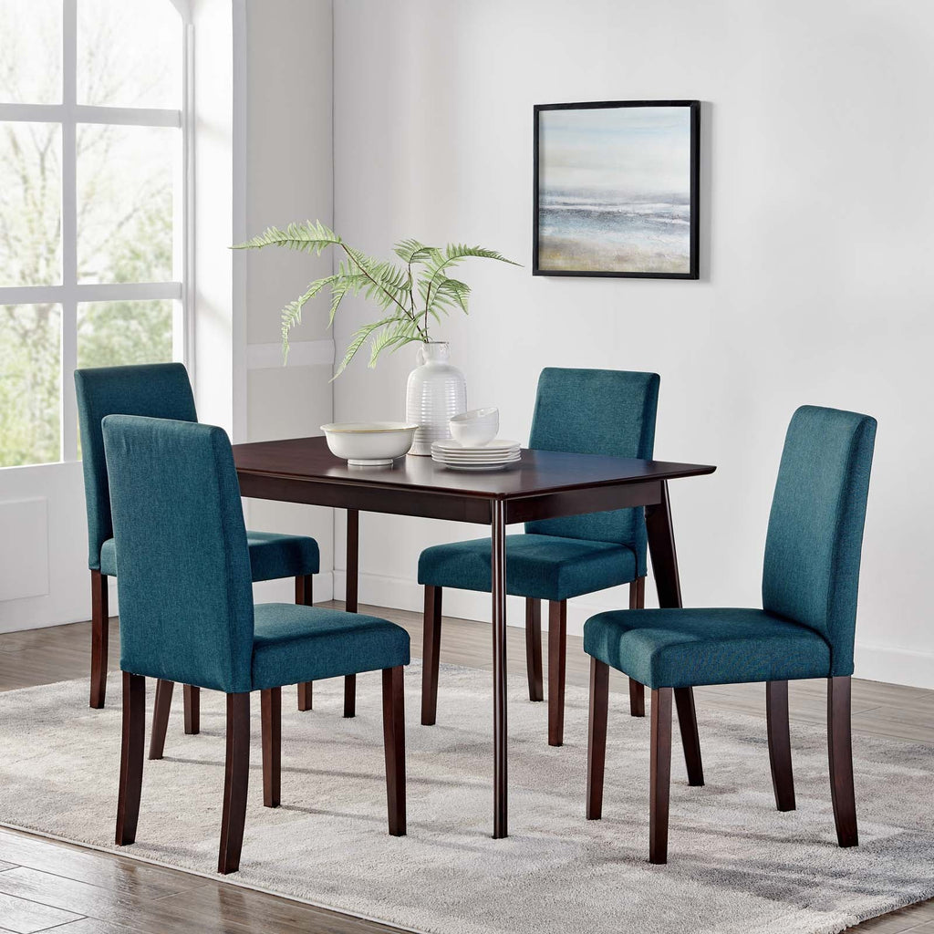 Prosper 5 Piece Upholstered Fabric Dining Set in Cappuccino Blue-4