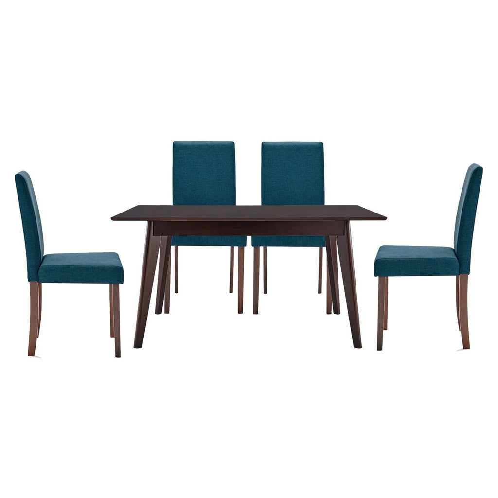 Prosper 5 Piece Upholstered Fabric Dining Set in Cappuccino Blue-4
