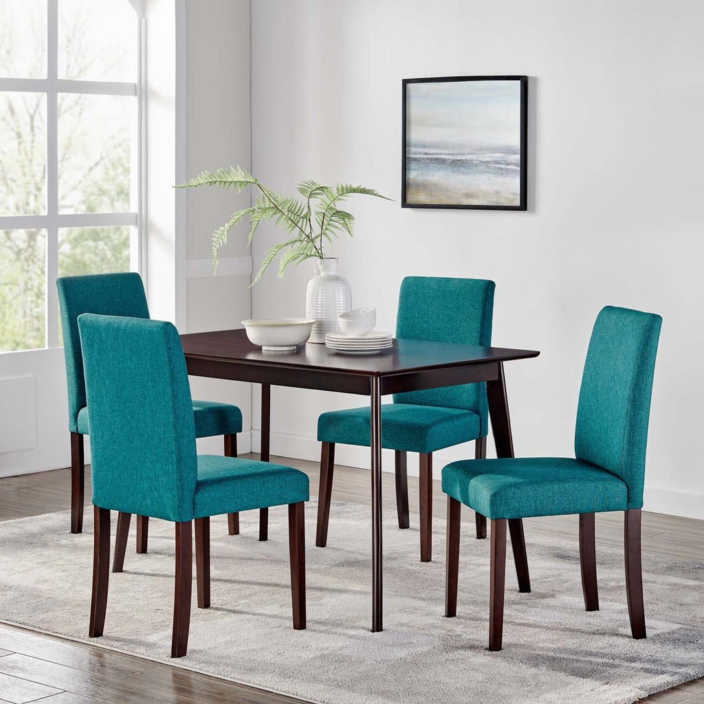 Prosper 5 Piece Upholstered Fabric Dining Set in Cappuccino Teal-4