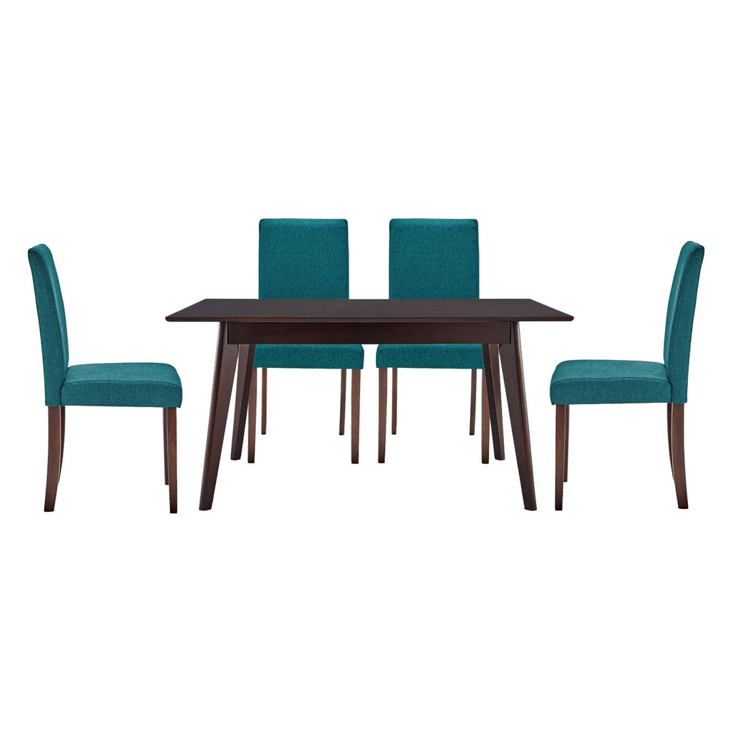 Prosper 5 Piece Upholstered Fabric Dining Set in Cappuccino Teal-4