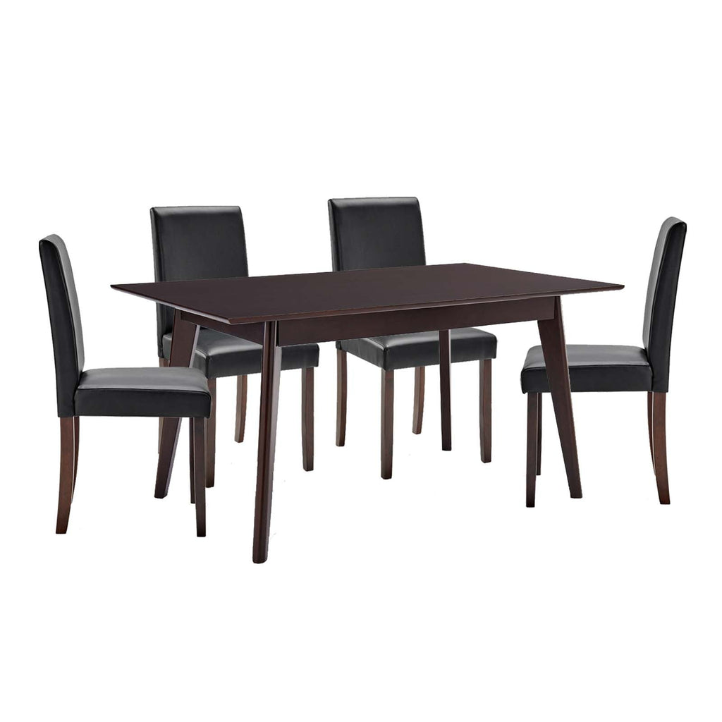 Prosper 5 Piece Faux Leather Dining Set in Cappuccino Black-3