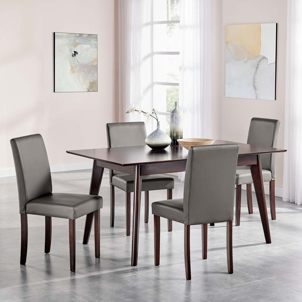 Prosper 5 Piece Faux Leather Dining Set in Cappuccino Gray-3