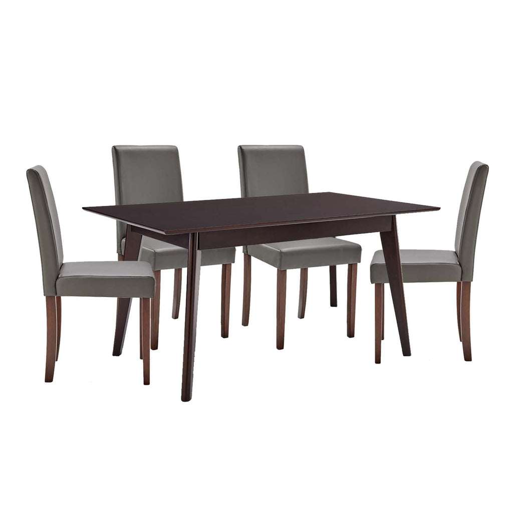 Prosper 5 Piece Faux Leather Dining Set in Cappuccino Gray-3