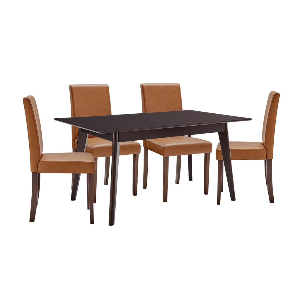 Prosper 5 Piece Faux Leather Dining Set in Cappuccino Tan-3