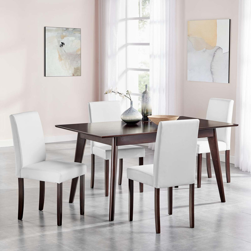 Prosper 5 Piece Faux Leather Dining Set in Cappuccino White-3