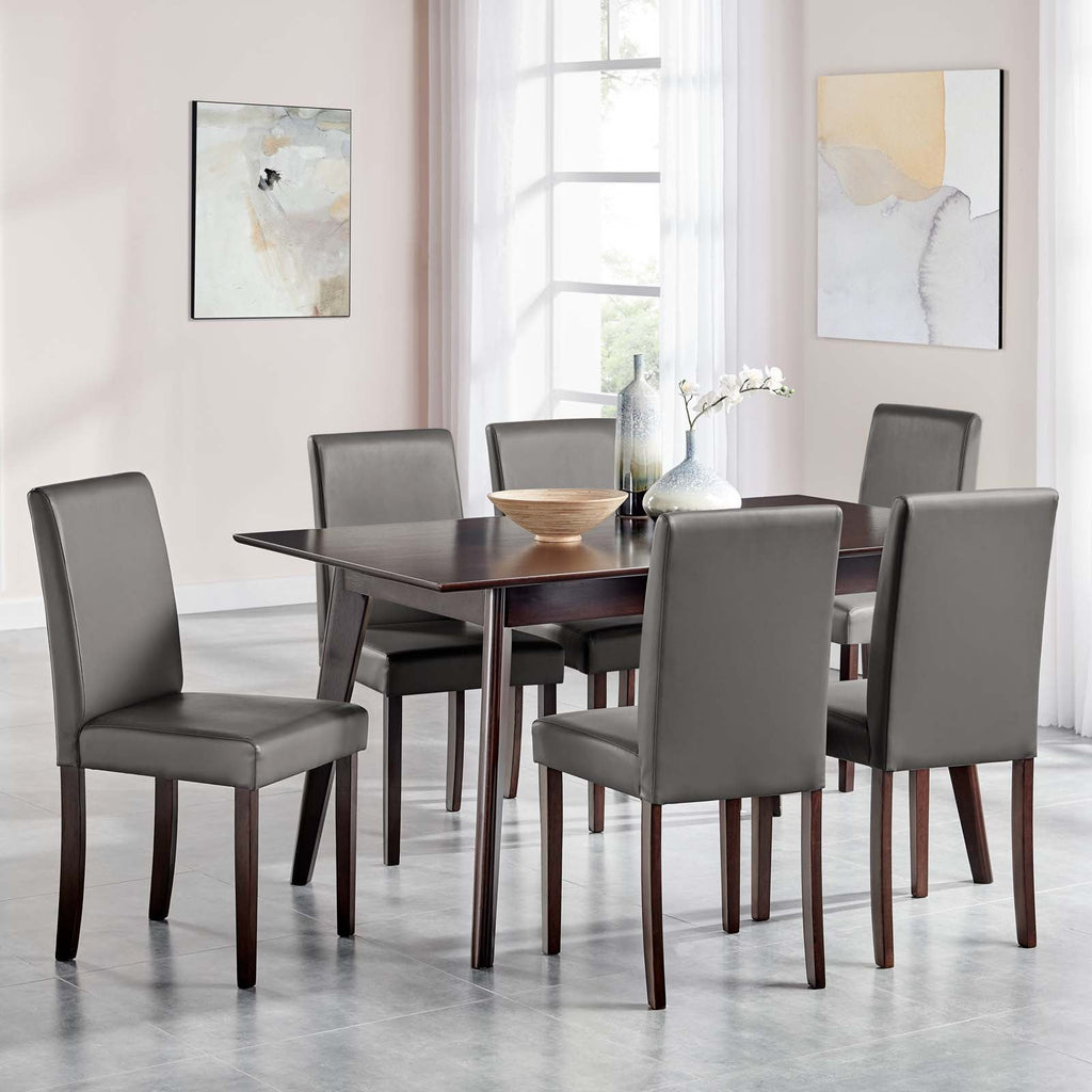 Prosper 7 Piece Faux Leather Dining Set in Cappuccino Gray-2