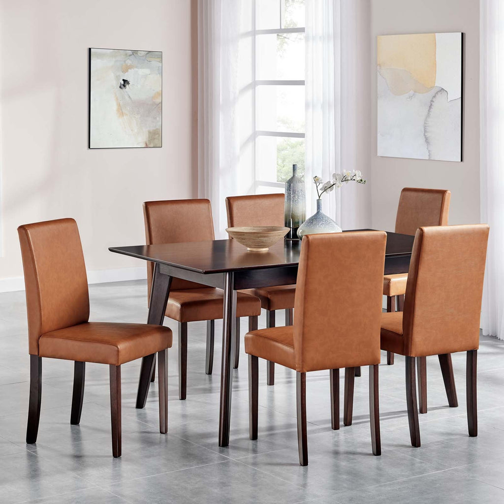 Prosper 7 Piece Faux Leather Dining Set in Cappuccino Tan-2