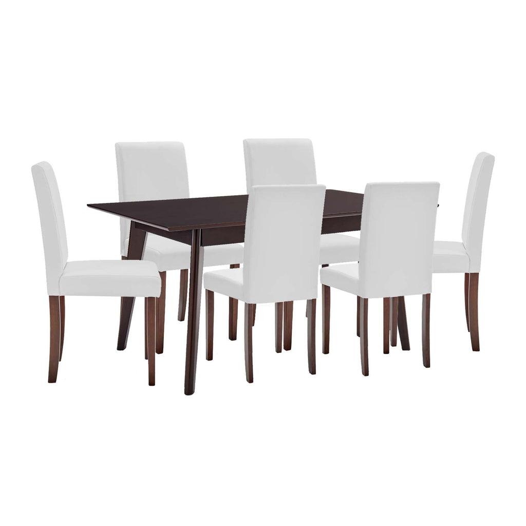 Prosper 7 Piece Faux Leather Dining Set in Cappuccino White-2