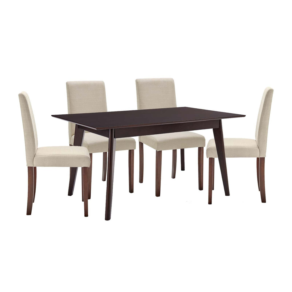 Prosper 5 Piece Upholstered Fabric Dining Set in Cappuccino Beige-3