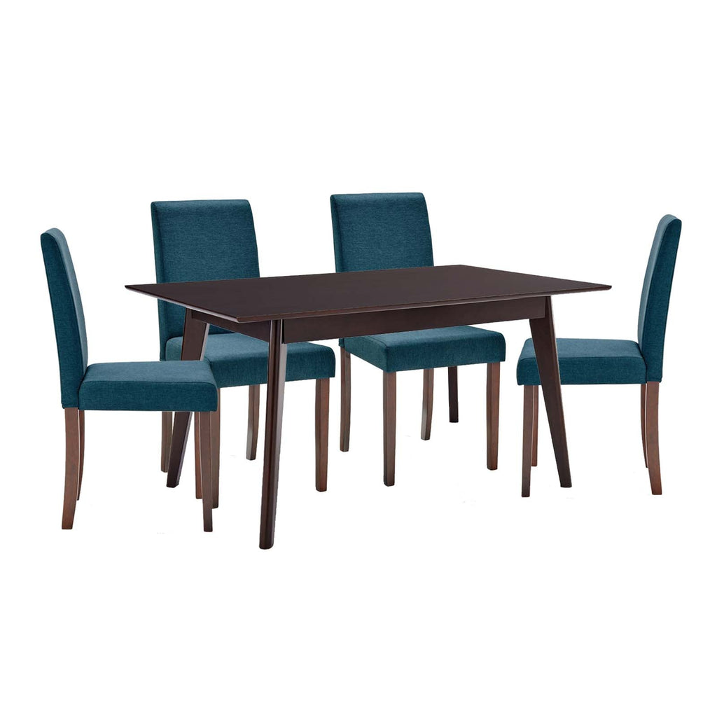 Prosper 5 Piece Upholstered Fabric Dining Set in Cappuccino Blue-3
