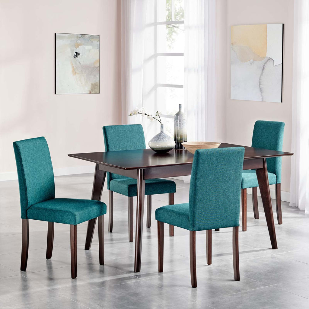 Prosper 5 Piece Upholstered Fabric Dining Set in Cappuccino Teal-3