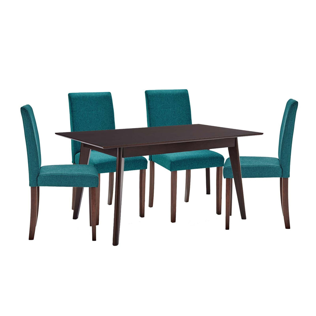 Prosper 5 Piece Upholstered Fabric Dining Set in Cappuccino Teal-3