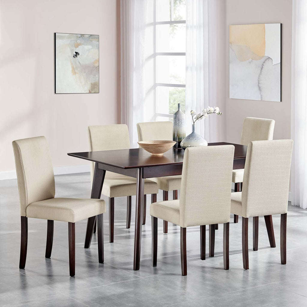 Prosper 7 Piece Upholstered Fabric Dining Set in Cappuccino Beige-2