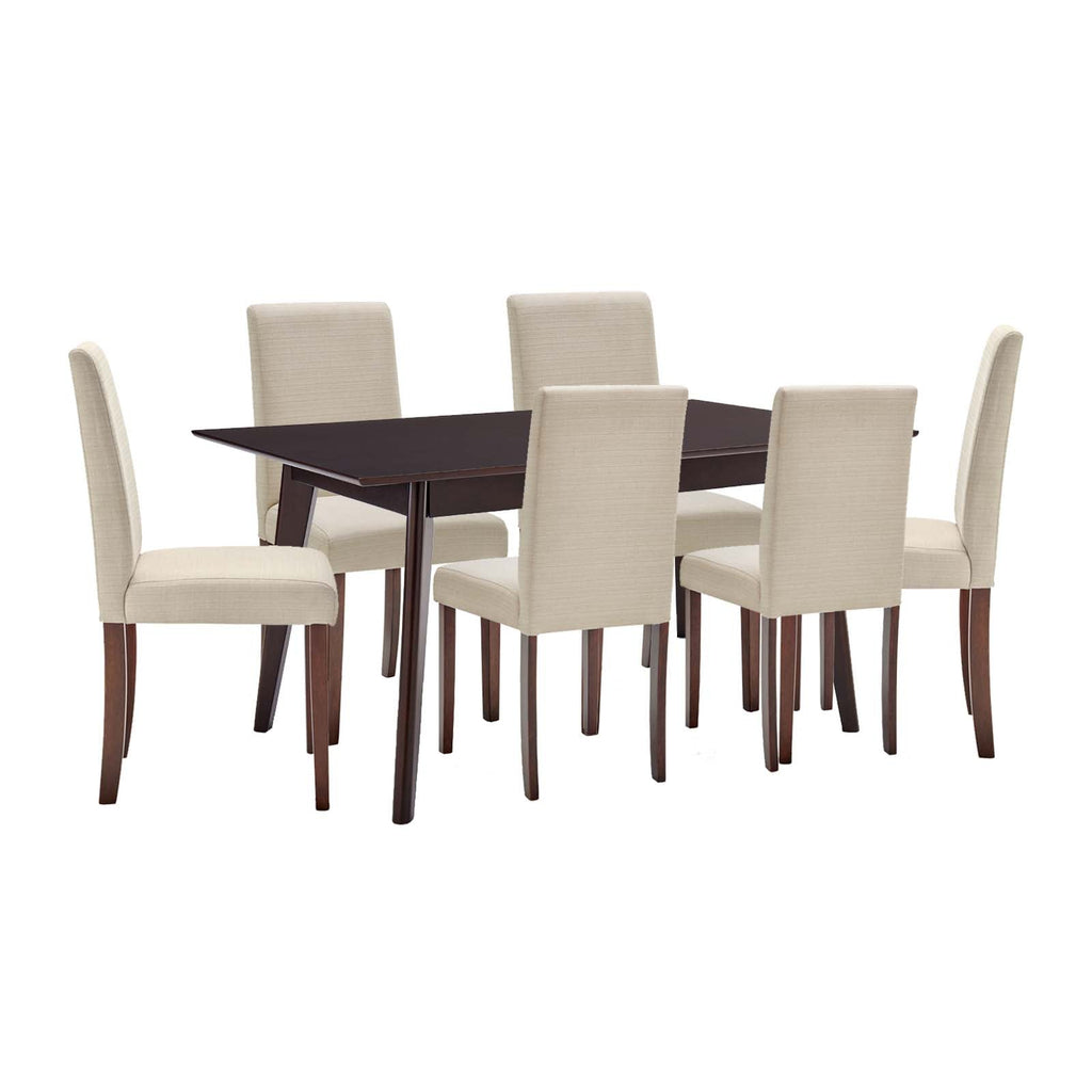 Prosper 7 Piece Upholstered Fabric Dining Set in Cappuccino Beige-2