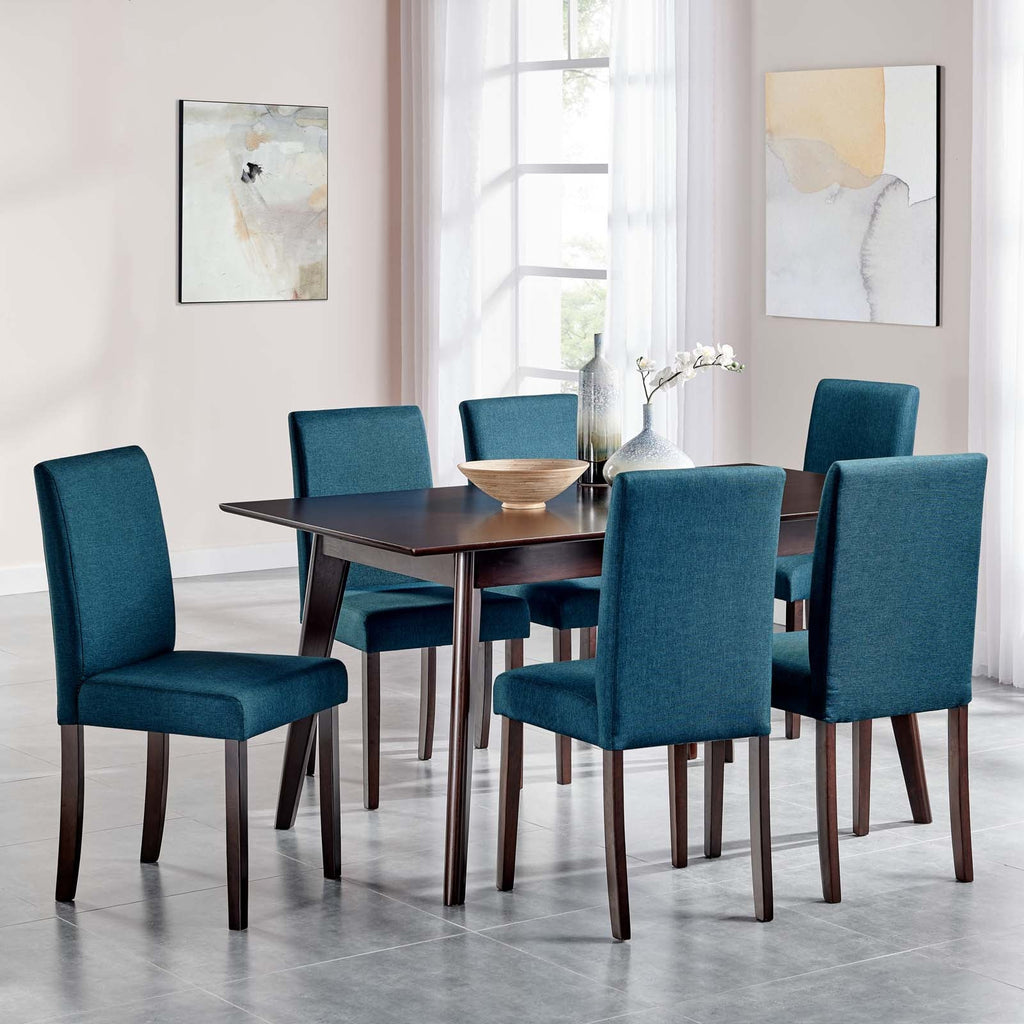 Prosper 7 Piece Upholstered Fabric Dining Set in Cappuccino Blue-2