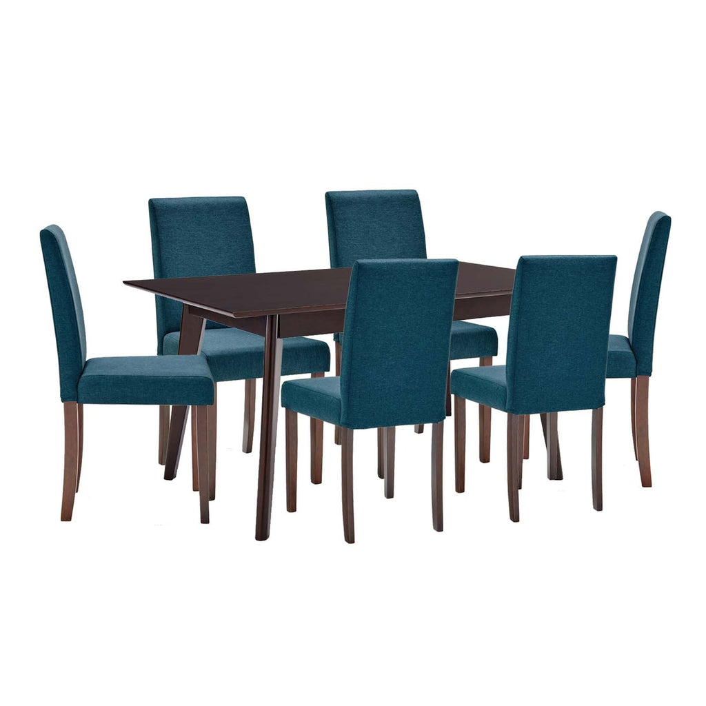 Prosper 7 Piece Upholstered Fabric Dining Set in Cappuccino Blue-2