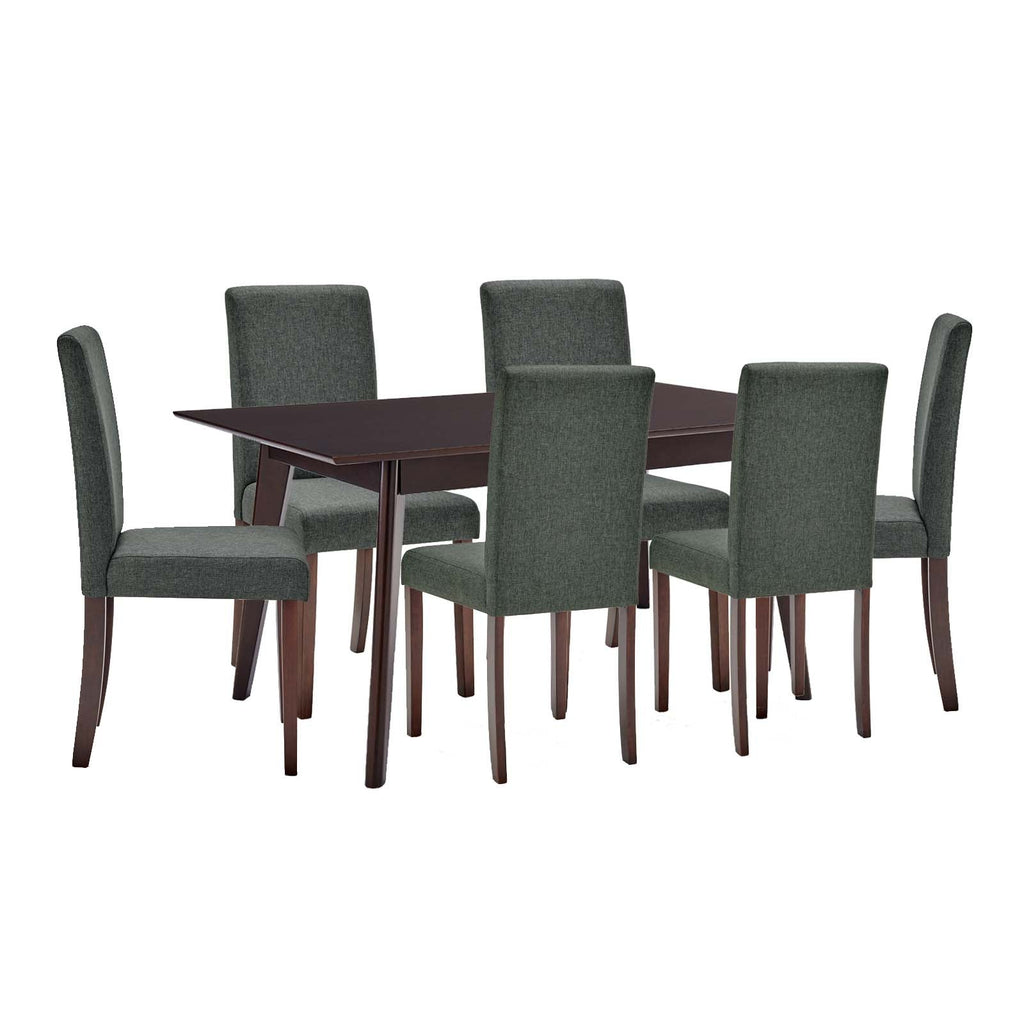 Prosper 7 Piece Upholstered Fabric Dining Set in Cappuccino Gray-2