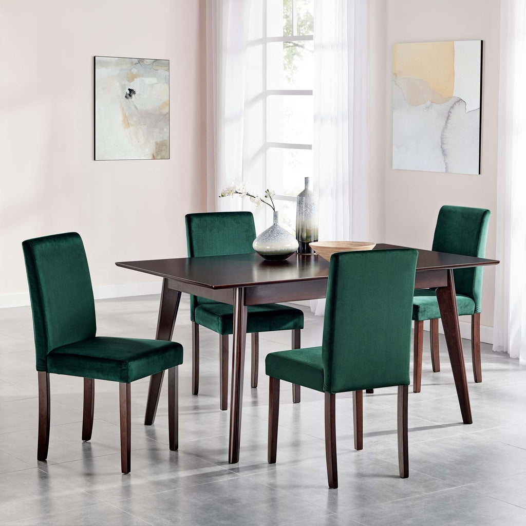 Prosper 5 Piece Upholstered Velvet Dining Set in Cappuccino Green-3