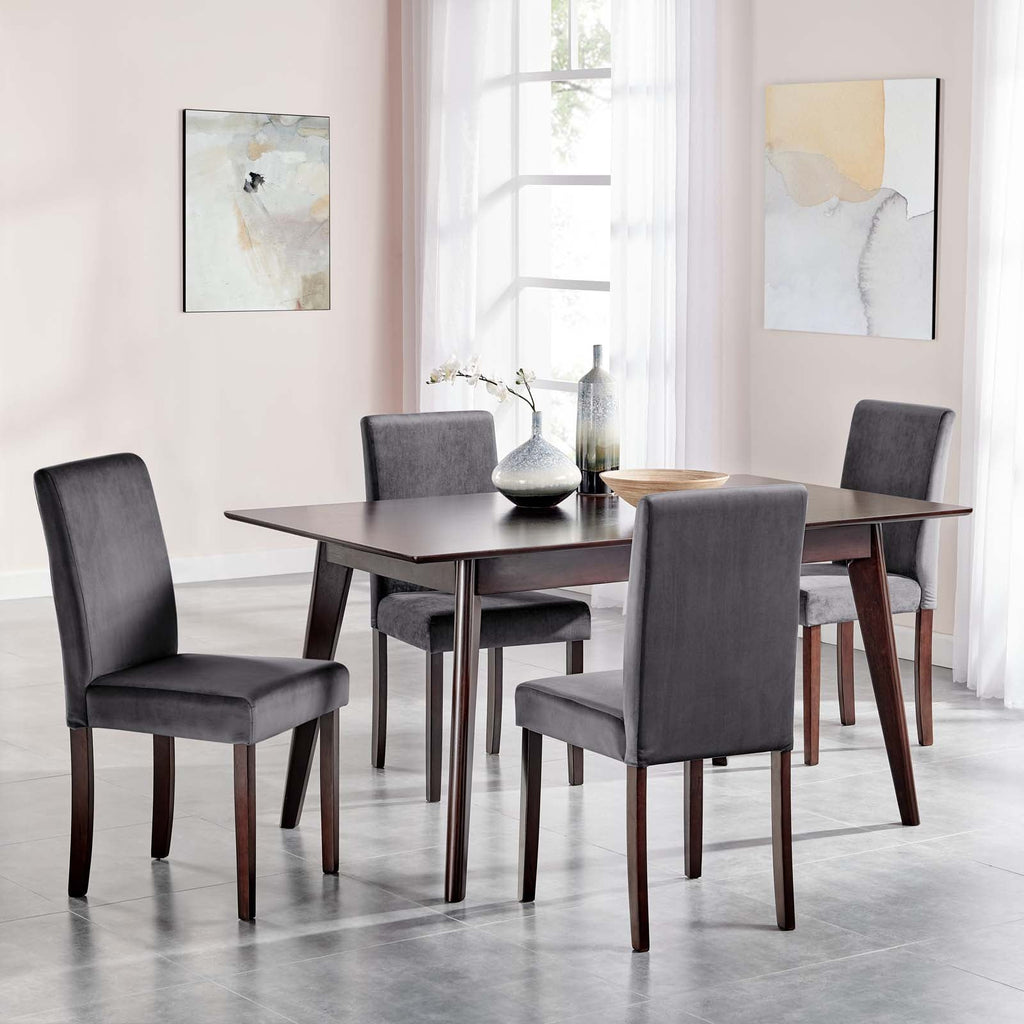 Prosper 5 Piece Upholstered Velvet Dining Set in Cappuccino Gray-3