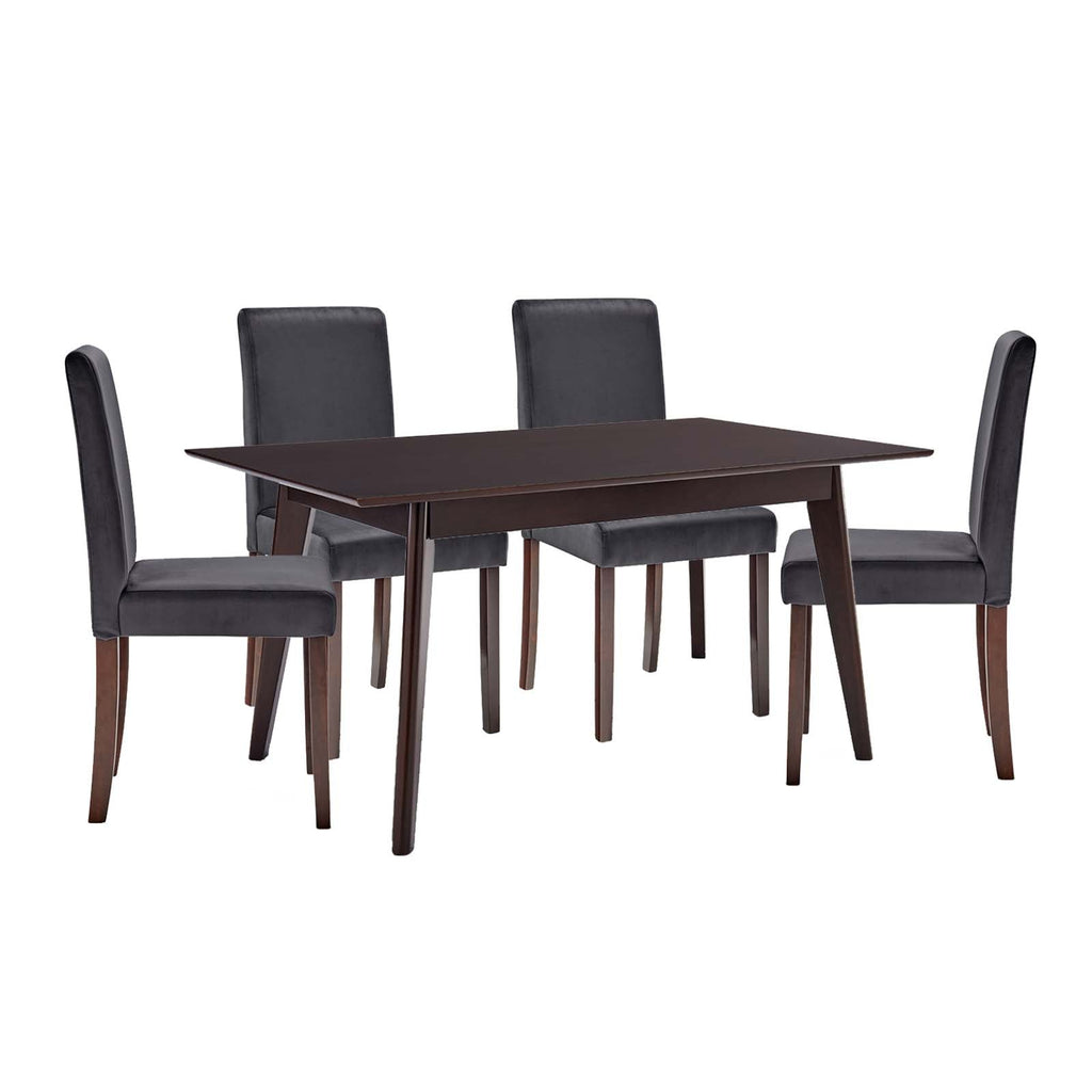 Prosper 5 Piece Upholstered Velvet Dining Set in Cappuccino Gray-3