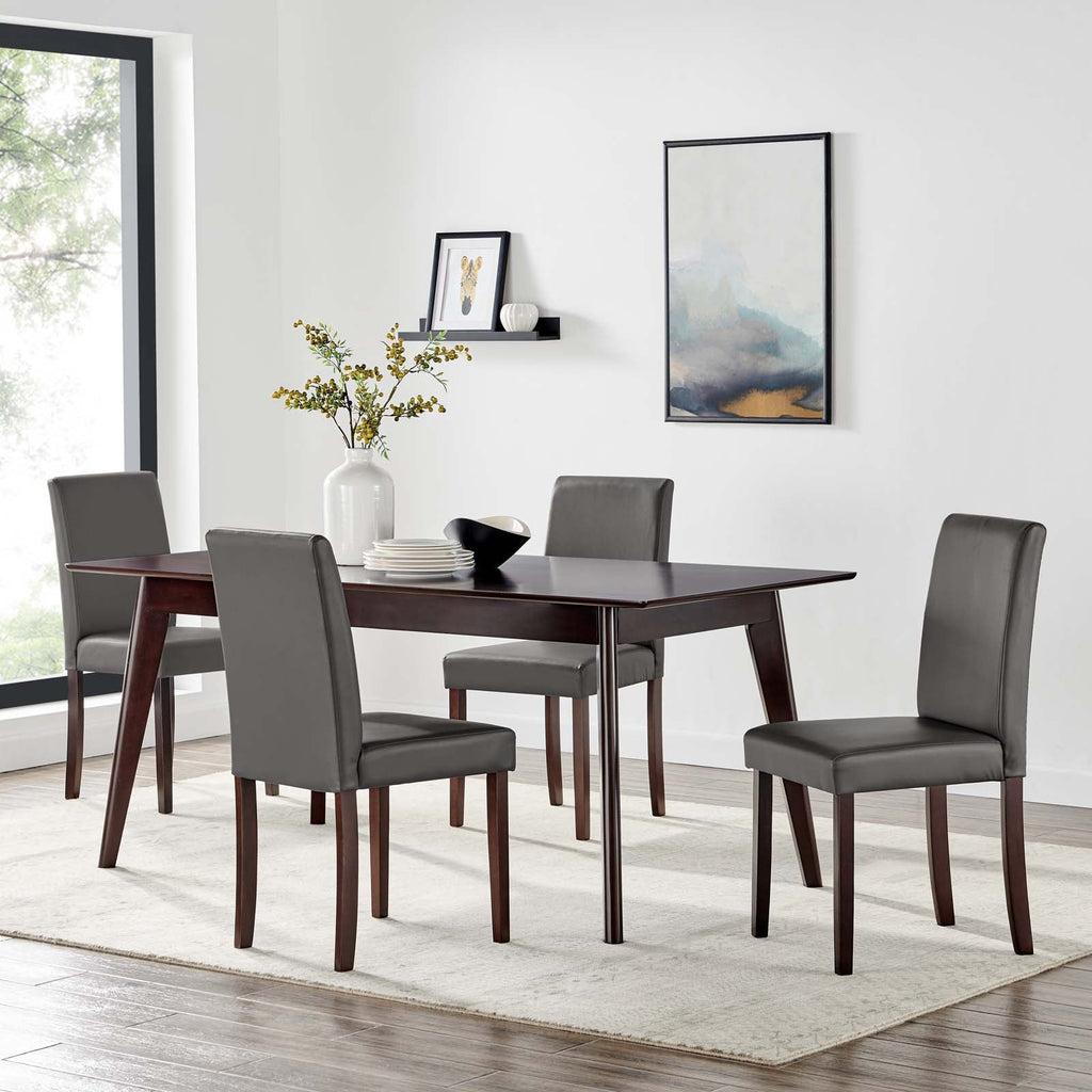 Prosper 5 Piece Faux Leather Dining Set in Cappuccino Gray-2