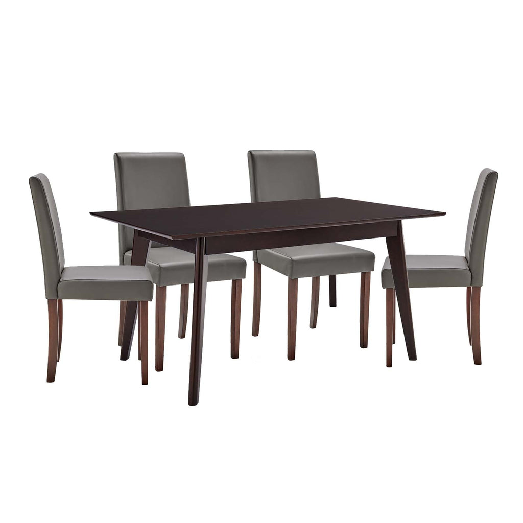 Prosper 5 Piece Faux Leather Dining Set in Cappuccino Gray-2