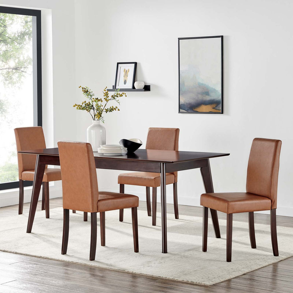 Prosper 5 Piece Faux Leather Dining Set in Cappuccino Tan-2