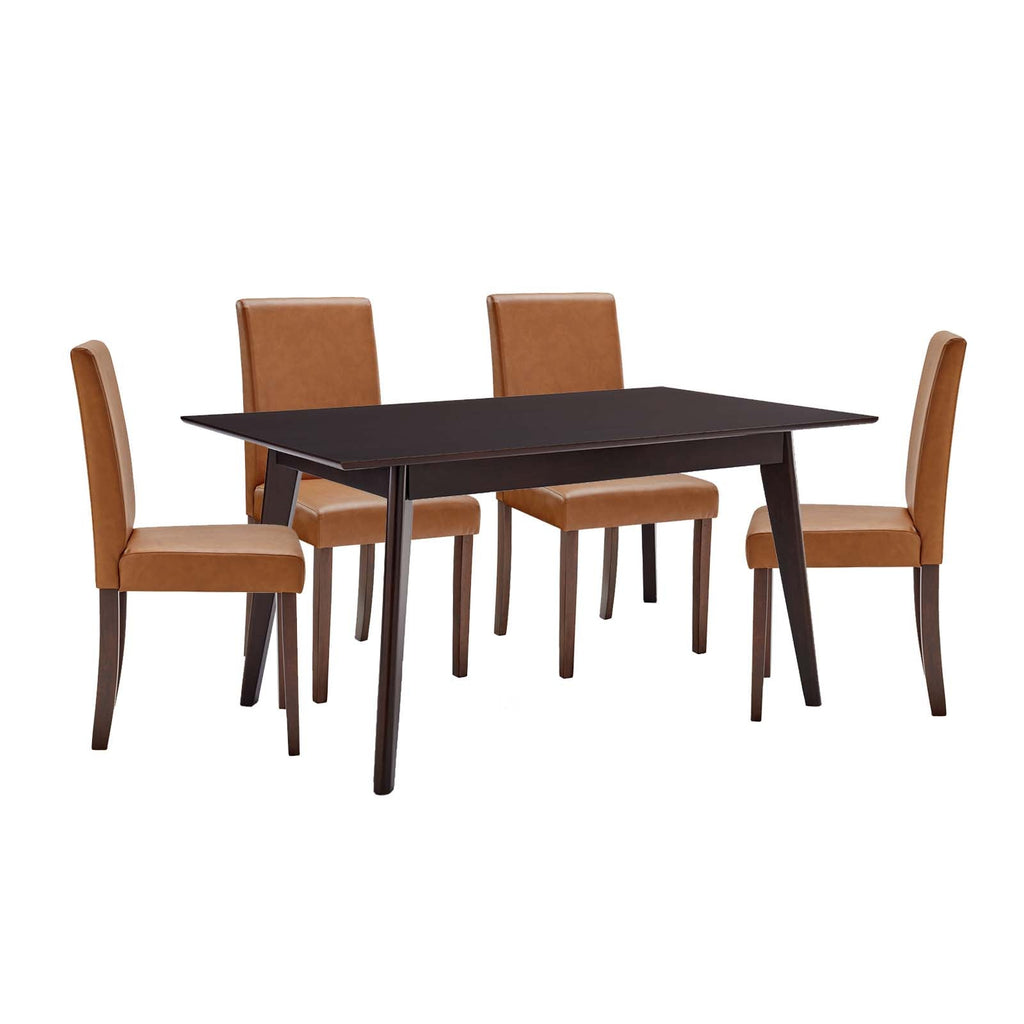 Prosper 5 Piece Faux Leather Dining Set in Cappuccino Tan-2