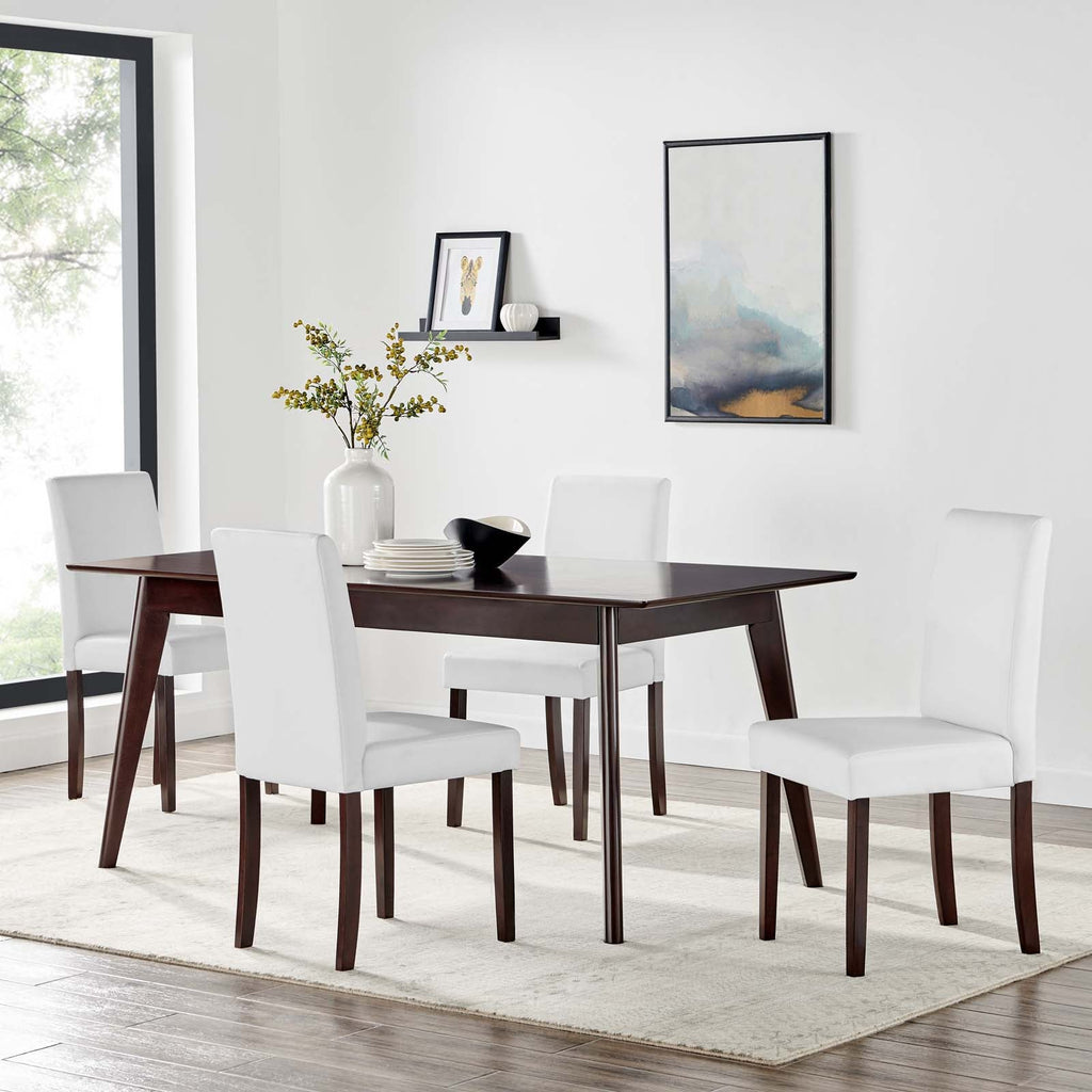 Prosper 5 Piece Faux Leather Dining Set in Cappuccino White-2