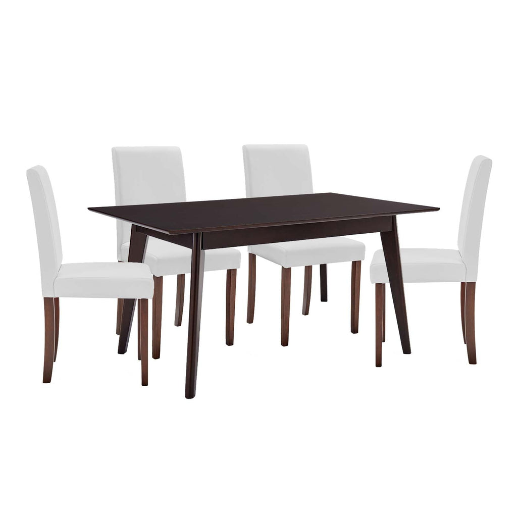 Prosper 5 Piece Faux Leather Dining Set in Cappuccino White-2