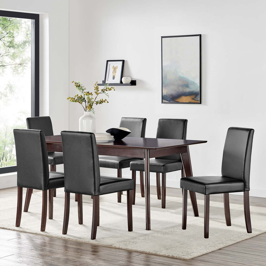 Prosper 7 Piece Faux Leather Dining Set in Cappuccino Black-1