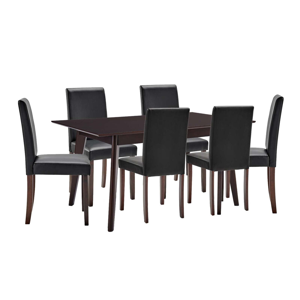 Prosper 7 Piece Faux Leather Dining Set in Cappuccino Black-1