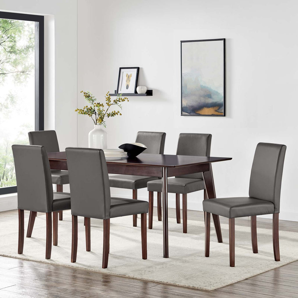 Prosper 7 Piece Faux Leather Dining Set in Cappuccino Gray-1