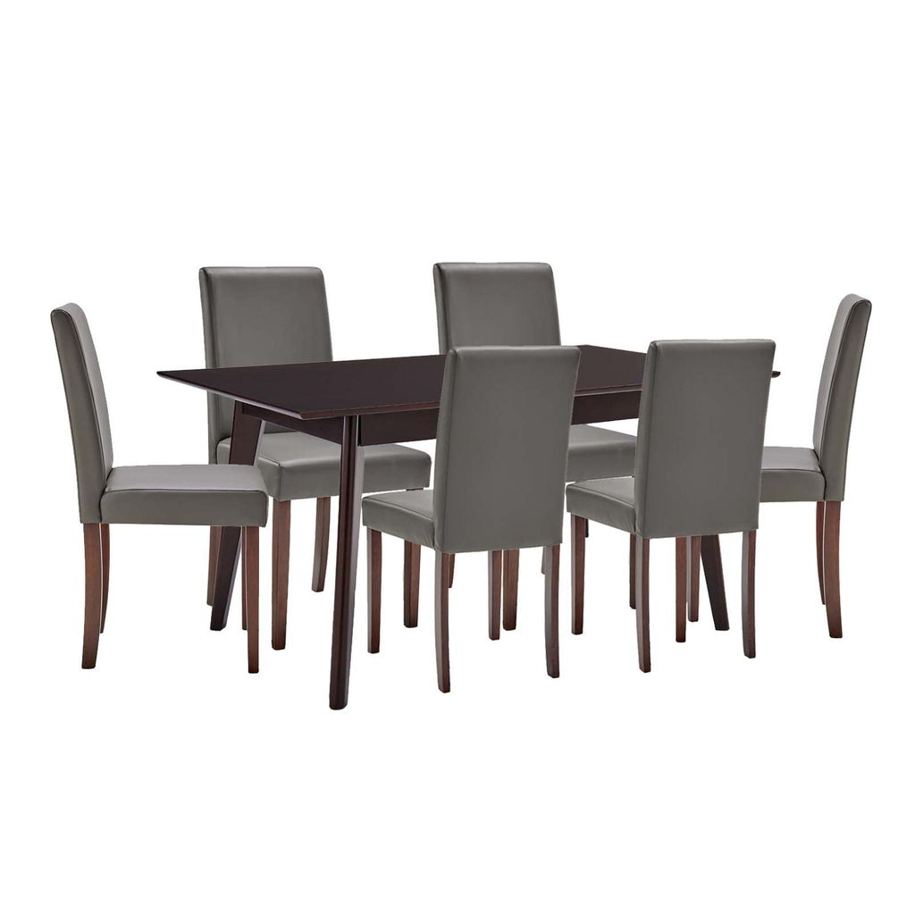 Prosper 7 Piece Faux Leather Dining Set in Cappuccino Gray-1