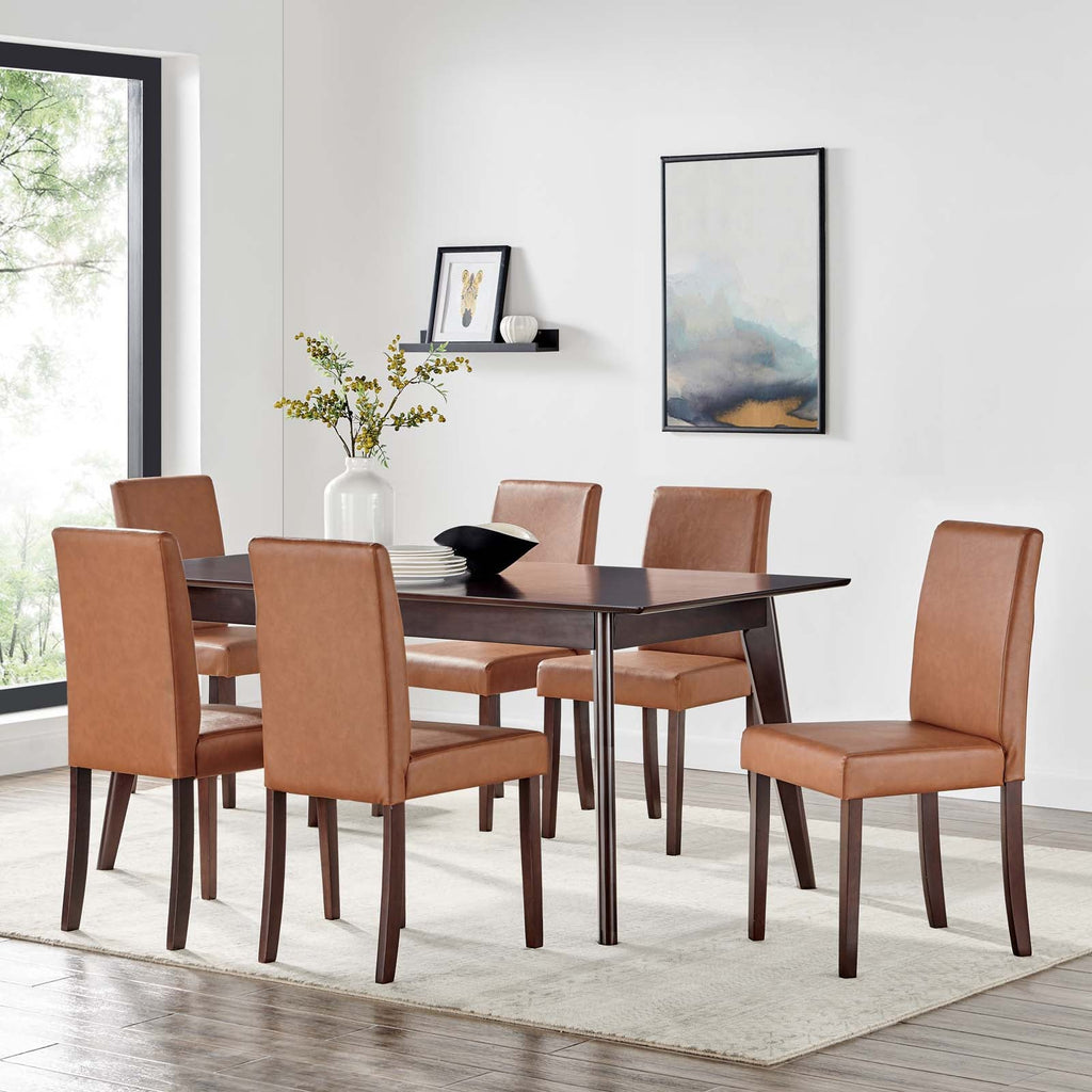 Prosper 7 Piece Faux Leather Dining Set in Cappuccino Tan-1