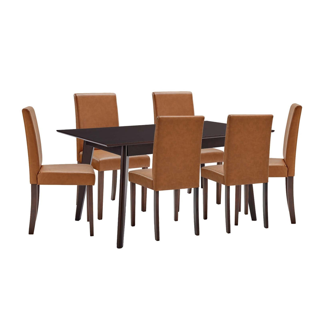 Prosper 7 Piece Faux Leather Dining Set in Cappuccino Tan-1