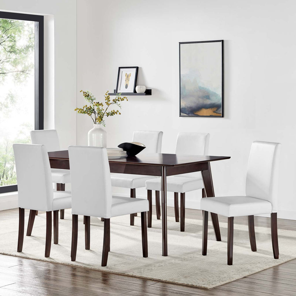 Prosper 7 Piece Faux Leather Dining Set in Cappuccino White-1