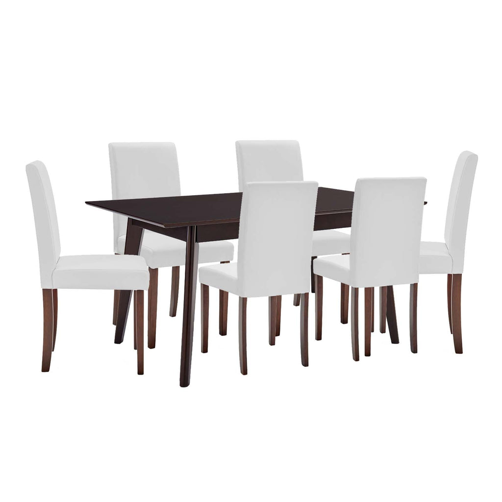 Prosper 7 Piece Faux Leather Dining Set in Cappuccino White-1