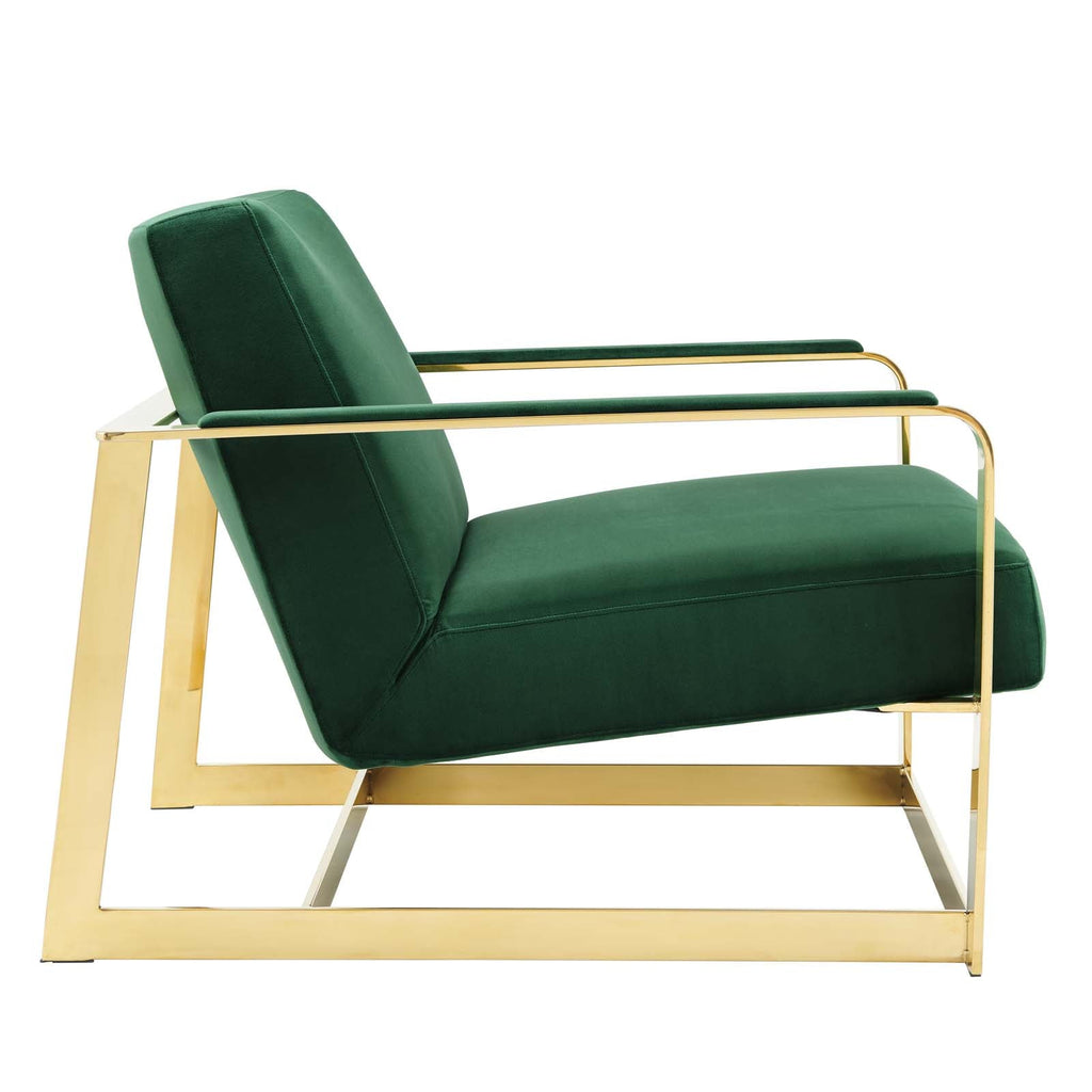 Seg Performance Velvet Accent Chair in Gold Emerald