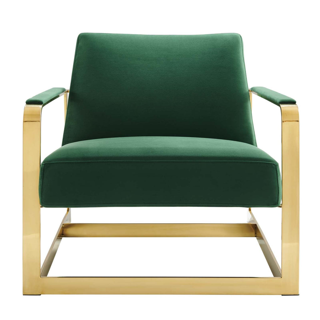 Seg Performance Velvet Accent Chair in Gold Emerald