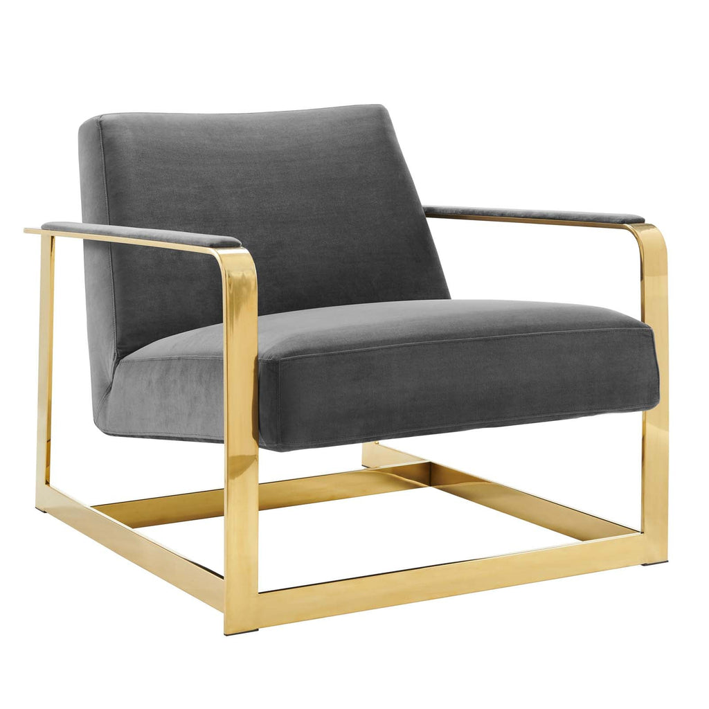 Seg Performance Velvet Accent Chair in Gold Gray