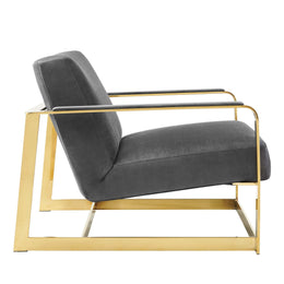 Seg Performance Velvet Accent Chair in Gold Gray