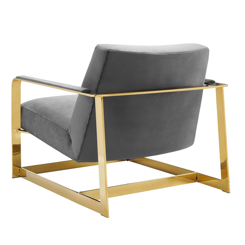 Seg Performance Velvet Accent Chair in Gold Gray