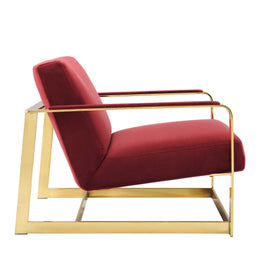 Seg Performance Velvet Accent Chair in Gold Maroon